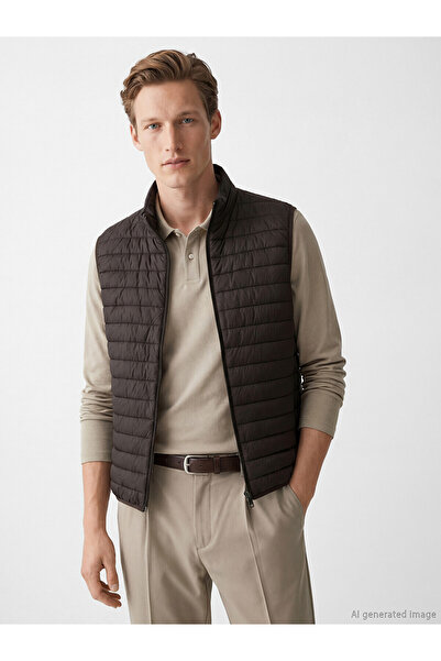 LC Waikiki Southblue Brown Standard Fit Stand Collar Men's Puffer Vest