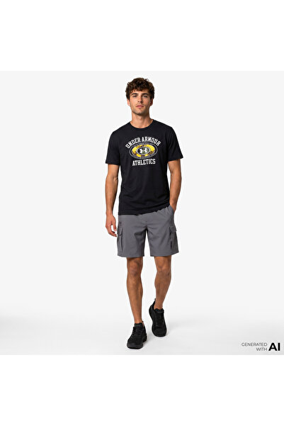 Under Armour شورت رجالي منسوج من Vibe Woven باللون الرمادي