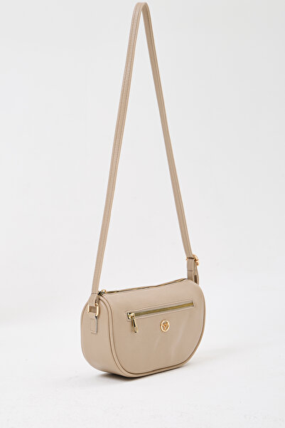 Garbalia Marakes Women's Beige Shoulder Bag with Zipper and Long Shoulder Strap