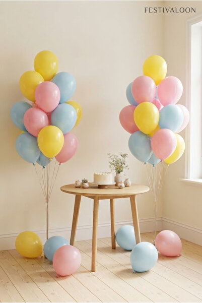 FESTİVALOON 20’li Sarı Pembe Makaron Mavi Balon Seti Doğum Günü Parti Kutlama...