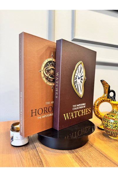 Generic Brand Horology & Watches Set of 2 Decorative Book Boxes – Brown & Tan