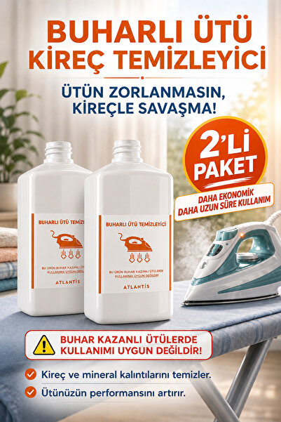Atlantis Makine Kimya Temizlik Buharlı Ütü Temizleyici | Kireç Çözücü | 2x1 L...
