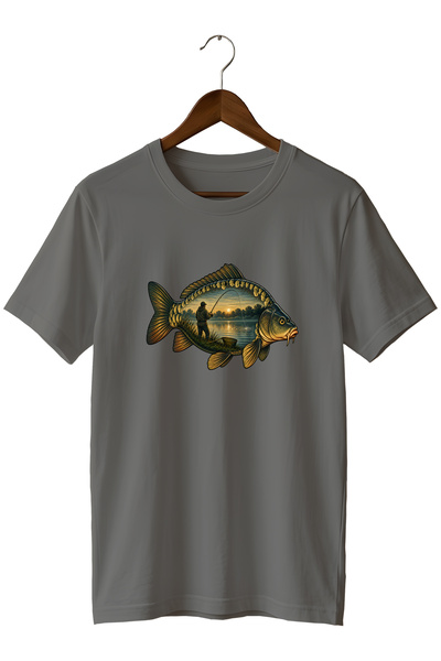 remonz Tricou unisex cu imprimeu pește crap din colecția Widi – Tricou cu tem...