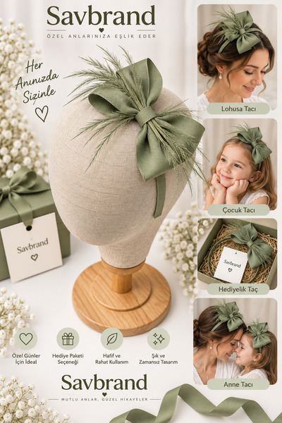 SavBrand Luxurious and Stylish Mother's Crown - Feathered Ribbon Crown