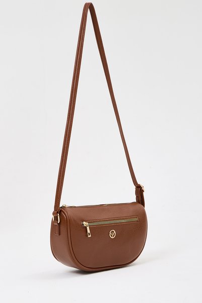 Garbalia Marakes Zippered Long Shoulder Strap Women's Tan Shoulder Bag