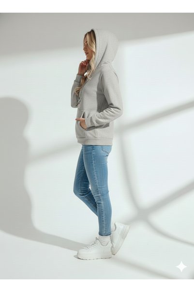 ribana Women's Three Thread B Printed K Hooded Cotton Inside Soft Textured Regular Cut Sweatshirt