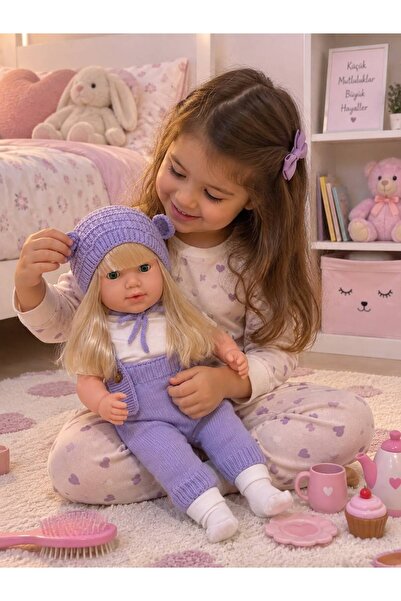 ŞAŞKIN HOUSE SEVİMLİ KONUŞAN MİNA BEBEK UZUN DÜZ SAÇLI TRİKOLU ET BEBEK & OYU...