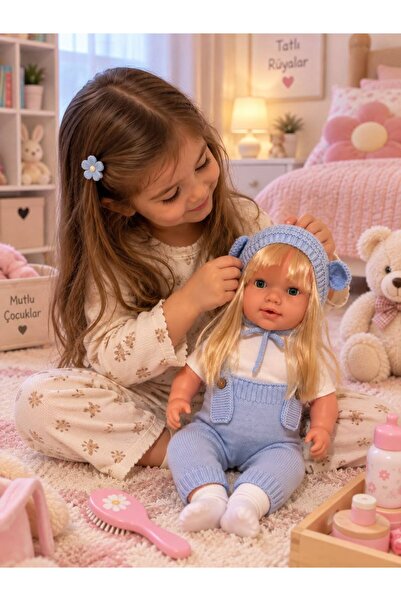 ŞAŞKIN HOUSE SEVİMLİ KONUŞAN MİNA BEBEK UZUN DÜZ SAÇLI TRİKOLU ET BEBEK & OYU...