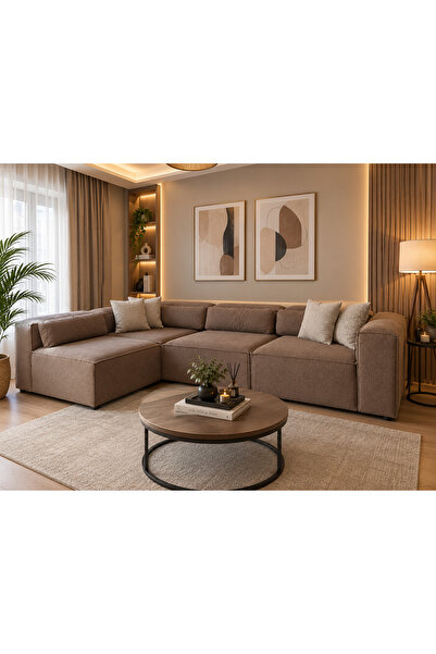 elissa home Soft 4 Modül Pofidik Modüler Kanepe L Köşe Koltuk Takımı , Coco K...