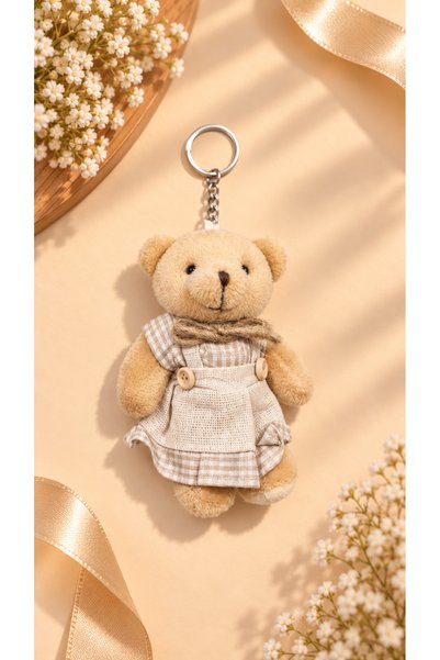 Silver Seasons 2-Piece Plush Teddy Bear Keychain – Friendship Souvenir Gift Set