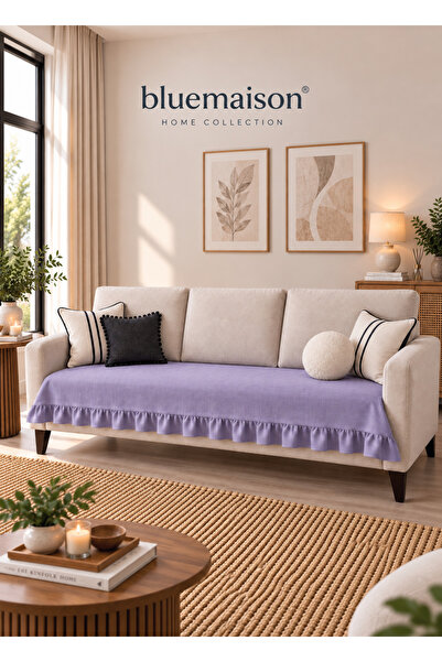 BlueMaison %100 Pamuk Fırfırlı Bohem Koltuk - Çekyat Örtüsü 7 Farklı Renk 95x...