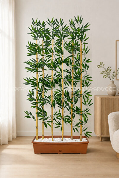 Meka Yapay Çiçek Yapay Yapraklı Bambu Seperatör 175 Cm 6 Dal Villa Saksı