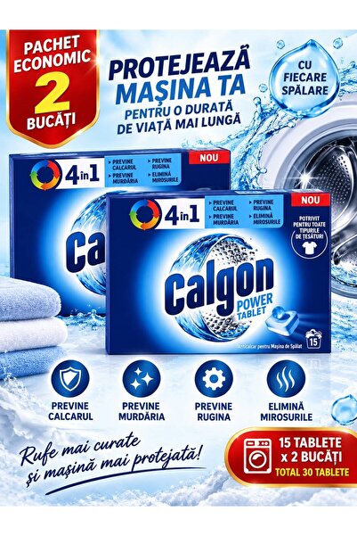 Calgon Power Tablet 4 σε 1 – 15 ταμπλέτες × 2 κουτιά – Οικονομικό πακέτο, Συν...