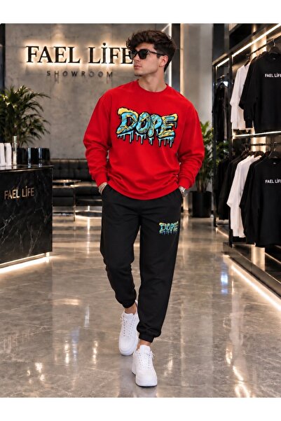 FAEL LİFE Dope Printed Sweatshirt and Sweatpants Oversize Premium Set