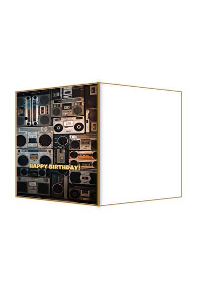 OEM Felicitare Aniversare Retro Boombox Beat, Design Muzical Vintage, 13.3x19...