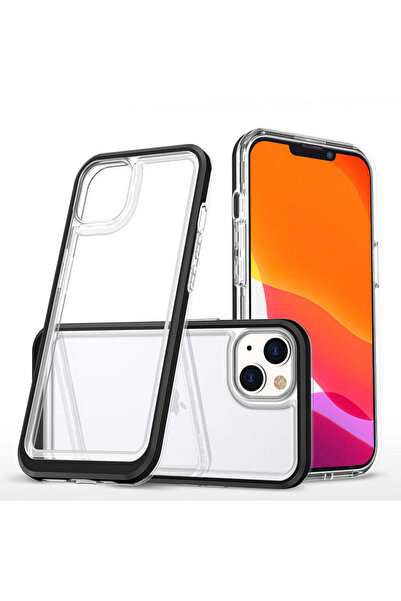 HQ WEAR HQWear Husă transparentă 3 în 1 pentru iPhone 14, cu ramă neagră, tra...