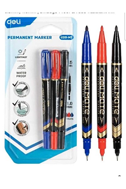 Deli MATE TWIN PERMANENT MARKER 3 PCS 1.OMM WATER PROOF
