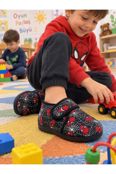 AkınalBella papuci de casă cu talpă anti-alunecare și velcro pentru băieți