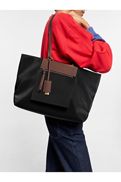 PARFOIS Kadın Dış Cepli Teknik Kumaş Görünümlü Shopper Çanta