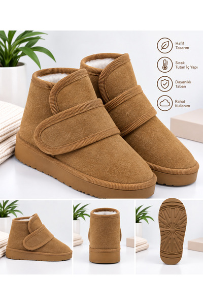 ÖZDE shoes cırtlı Kışlık çocuk yarım kürk peluş ultra rahat hafif bot