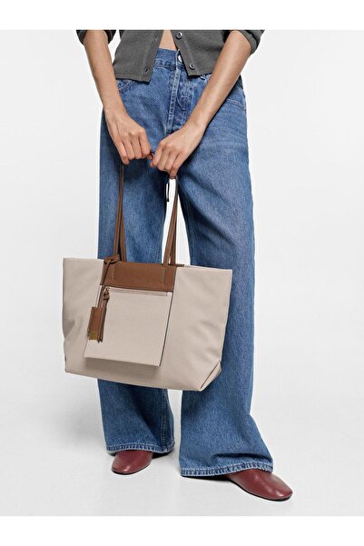 PARFOIS Kadın Dış Cepli Teknik Kumaş Görünümlü Shopper Çanta
