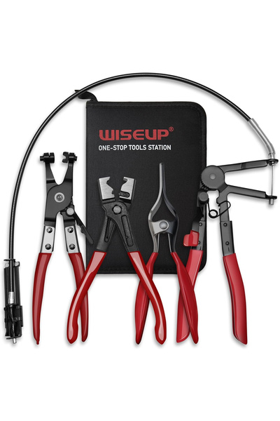 WISEUP Комплект клещи за маркучи, 4 броя, въглеродна стомана # 55, Дълги клещ...