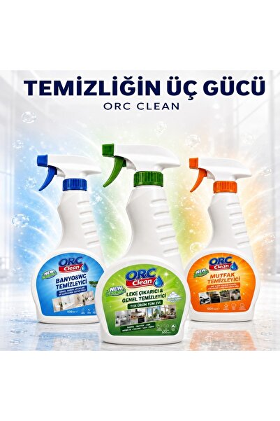 3'lü Temizlik Seti 3x500 ml – Genel & Leke + Mutfak + Banyo WC Temizleyici
