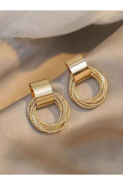 Glamluxe Gold Yellow Textured Multiple Hoop Earrings Geometric Design Women's...
