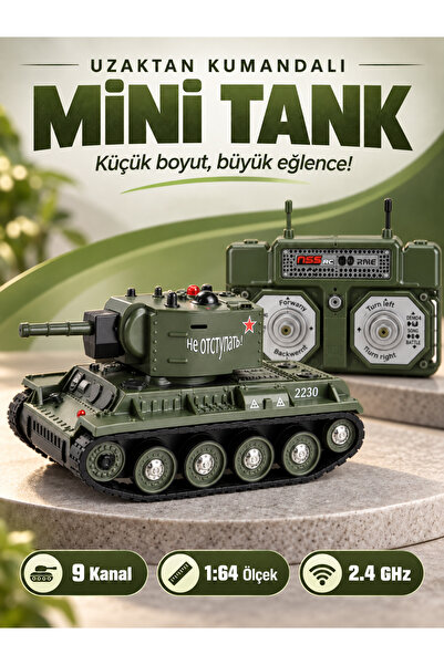 HALLEY Uzaktan Kumandalı 9 Kanallı Mini Tank - Kuleli Işıklı Sesli Kızılötesi...