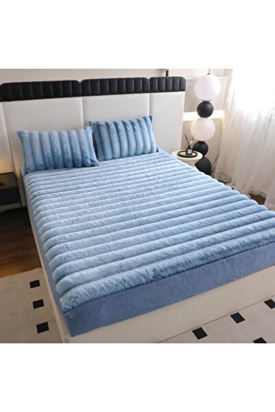 Edormitor Elastic Fitted Sheet Rabbit Fur + 2 Pillowcases Stripes Model 180x2...