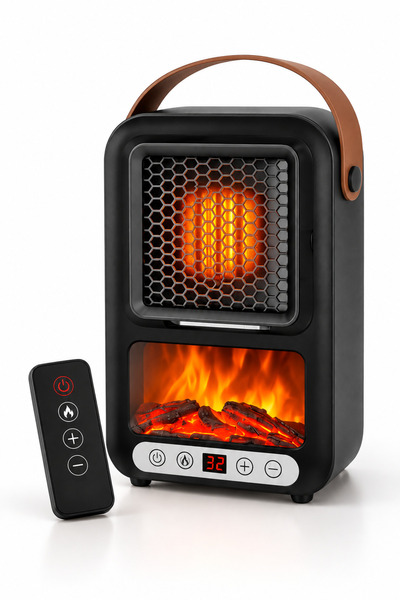 Dessa Мини електрически отоплител 600W с дистанционно управление, ефект на ка...