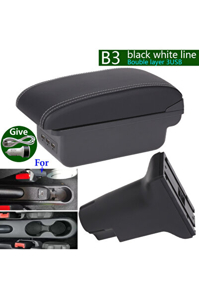 Choice B3 Black white 3USB For Fiat 500 Armrest Box For Fiat 500 Car Armrest ...