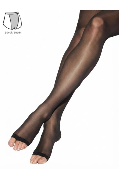 Dore Çorap Women's Plus Size Open Toe Pantyhose - Black