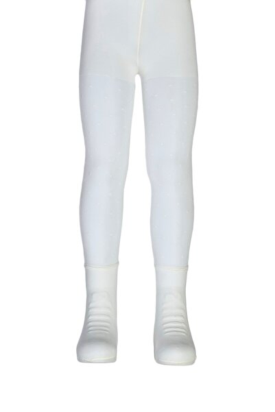 Dore Çorap Girl's Pelin Point Patterned Ankle Ruffle Tights - Ecru