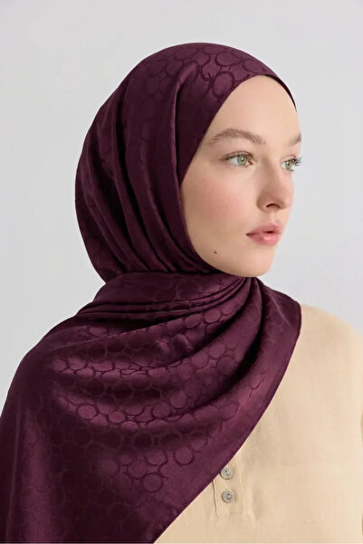 Genel Markalar Premium Jakar Şal Halka Desen - Mürdüm