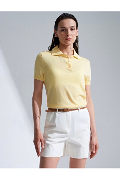 Dilvin Lyocell Polo yaka ince triko bluz