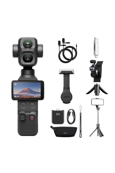 DJI Osmo Pocket 4P Standart Combo Çoklu Aksesuar Paketi, Çift Objektif