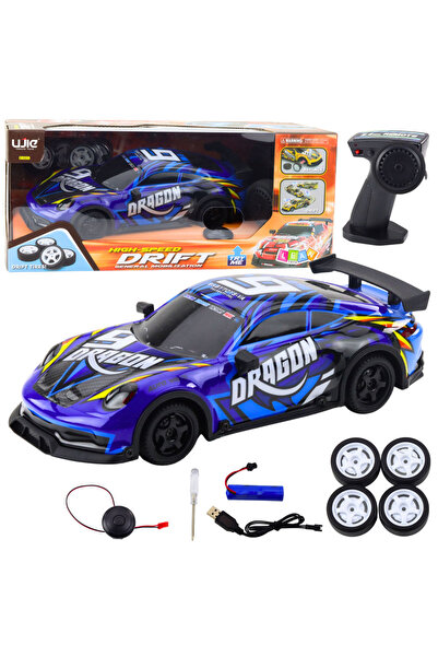 LEAN Mașină sport RC cu caroserie iluminată pentru drift, albastră