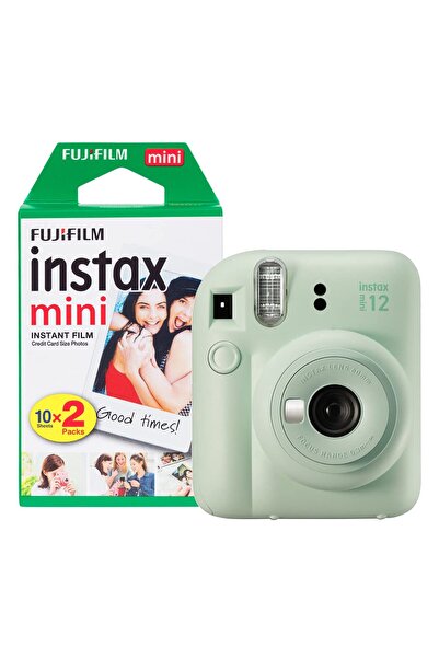 Instax Fujifilm Mini 12 şipşak kamera, 20 çekimli, nane yeşili