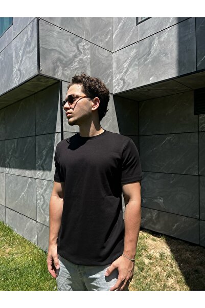 Erkek Pamuklu Likralı Ribana Fitted T-Shirt – Kolda Fit Belde Rahat