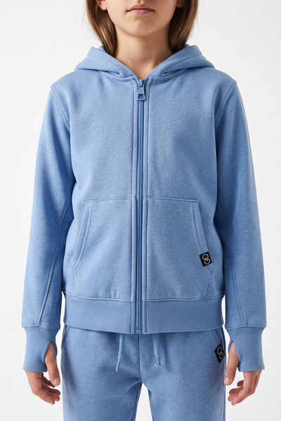 Colorinas Comfy Finger-Loop Hooded Zipper Sweatshirt