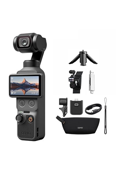 DJI Osmo Pocket 4 Standart Combo, sırt çantası montajı + kart okuyucu + tripo...
