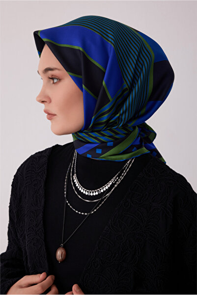 Belli Geometrik Desen Tivil İpek Eşarp-50