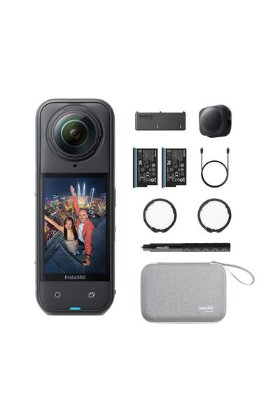Insta360 X5 Essentials Paketi - 8K 360 derece aksiyon kamerası, üçlü AI çipi