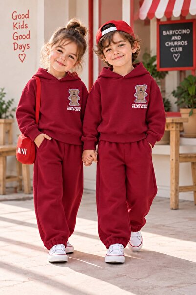 KOKOŞ BEBEK Cute Teddy Bear Hooded Children's Set - 2/8 Years - 31920