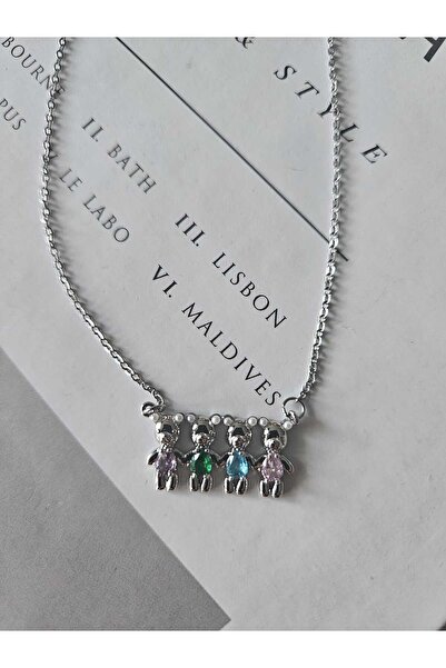 Alyas Aksesuar Stainless Steel Children's Necklace-Labubu Pendant-Teddy Bear ...