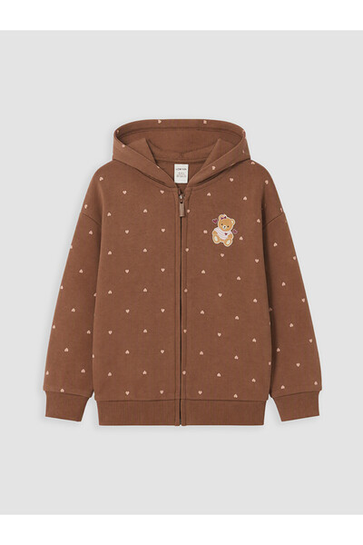 LC Waikiki Rmz Gi̇yi̇m Farkiyla Hooded Girls' Zipper Sweatshirt