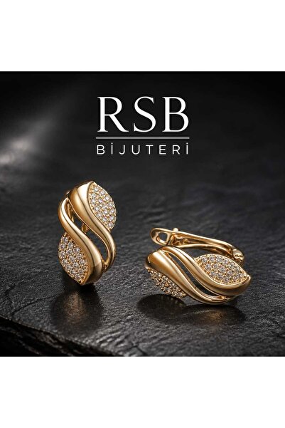 RSB Bijuteri ve Aksesuar Küpe Xupingg Damgalı LUXE Seri Taşlı "Altın Dalga" G...