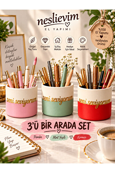 3'lü El Yapımı Kalemlik Seti❤️