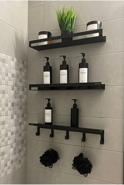 esves 3'lü Metal Raf Banyo Düzenleyici, Raf Duvar Rafı